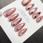 4for3 Timed Offer) Blush Star Struck Cat Eye | Handmade Press On Gel Acrylic Nails