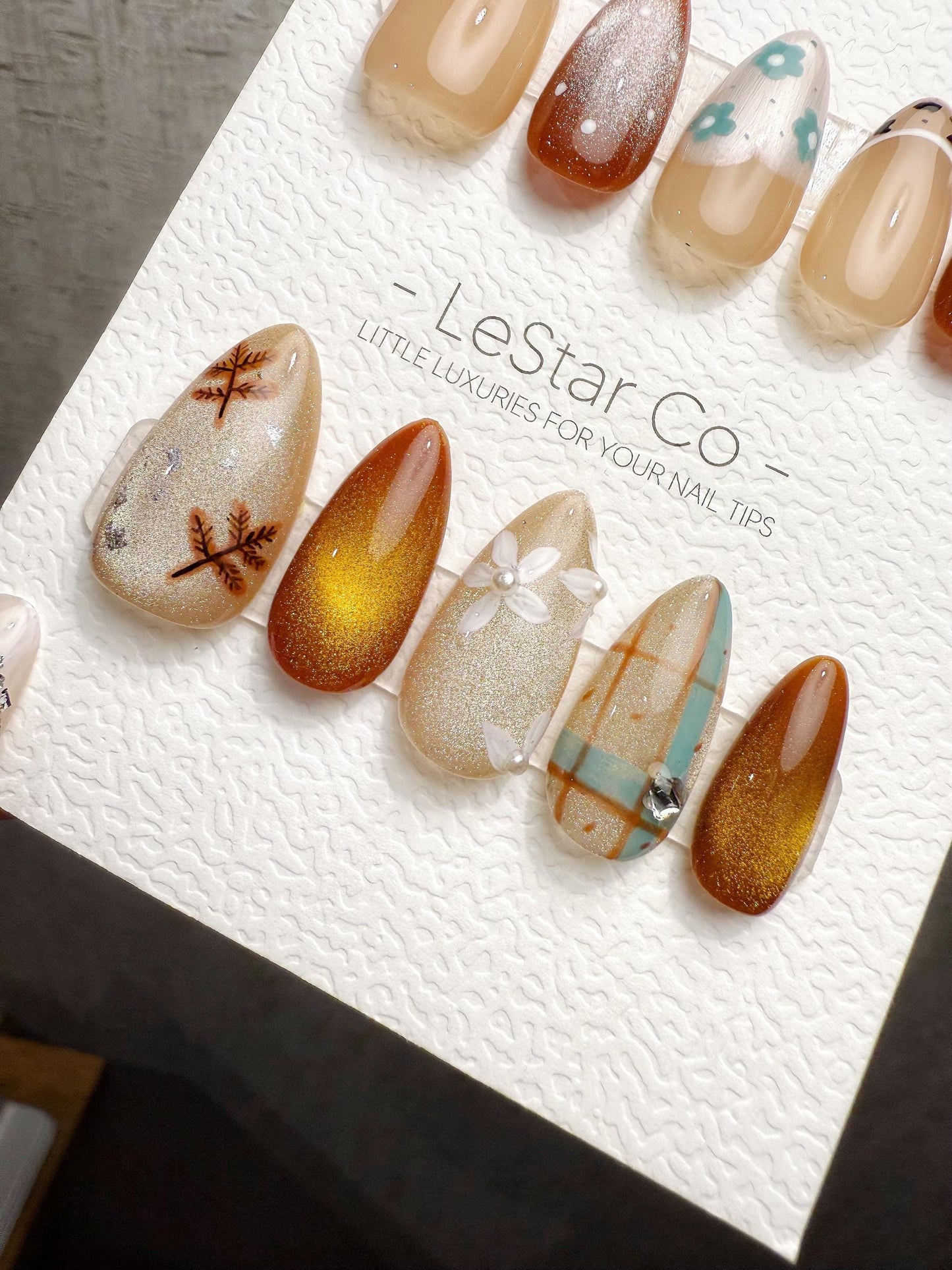 4for3 Timed Offer) Reusable Caramel Picnic Tale| Handmade Press On Gel Acrylic Nails