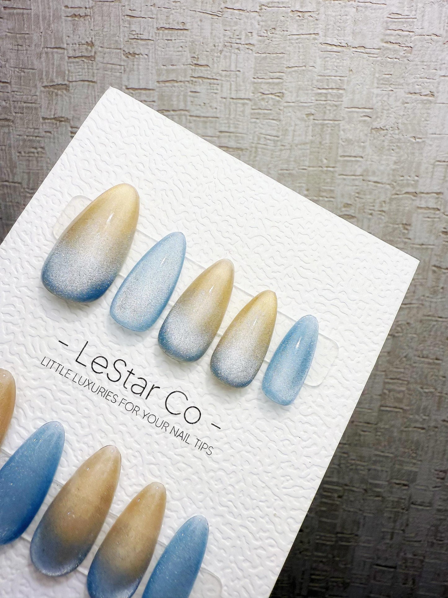 4for3 Timed Offer) Reusable Sandy Blue Horizon | Handmade Press On Gel Acrylic Nails