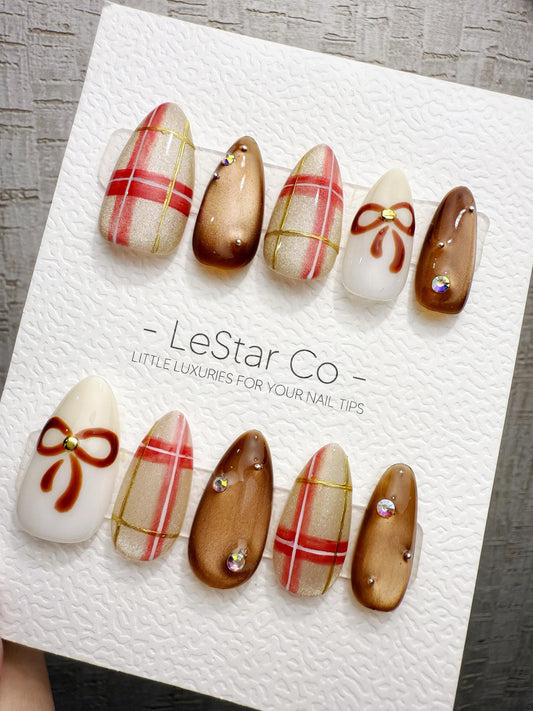 4for3 Timed Offer) Reusable Gifting Season Chic | Handmade Press On Gel Acrylic Nails