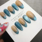 4for3 Timed Offer) Reusable Aqua Silk Drizzle | Handmade Press On Gel Acrylic Nails