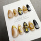 4for3 Timed Offer) Reusable Gilded Midnight Petals | Handmade Press On Gel Acrylic Nails