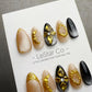 4for3 Timed Offer) Reusable Gilded Midnight Petals | Handmade Press On Gel Acrylic Nails