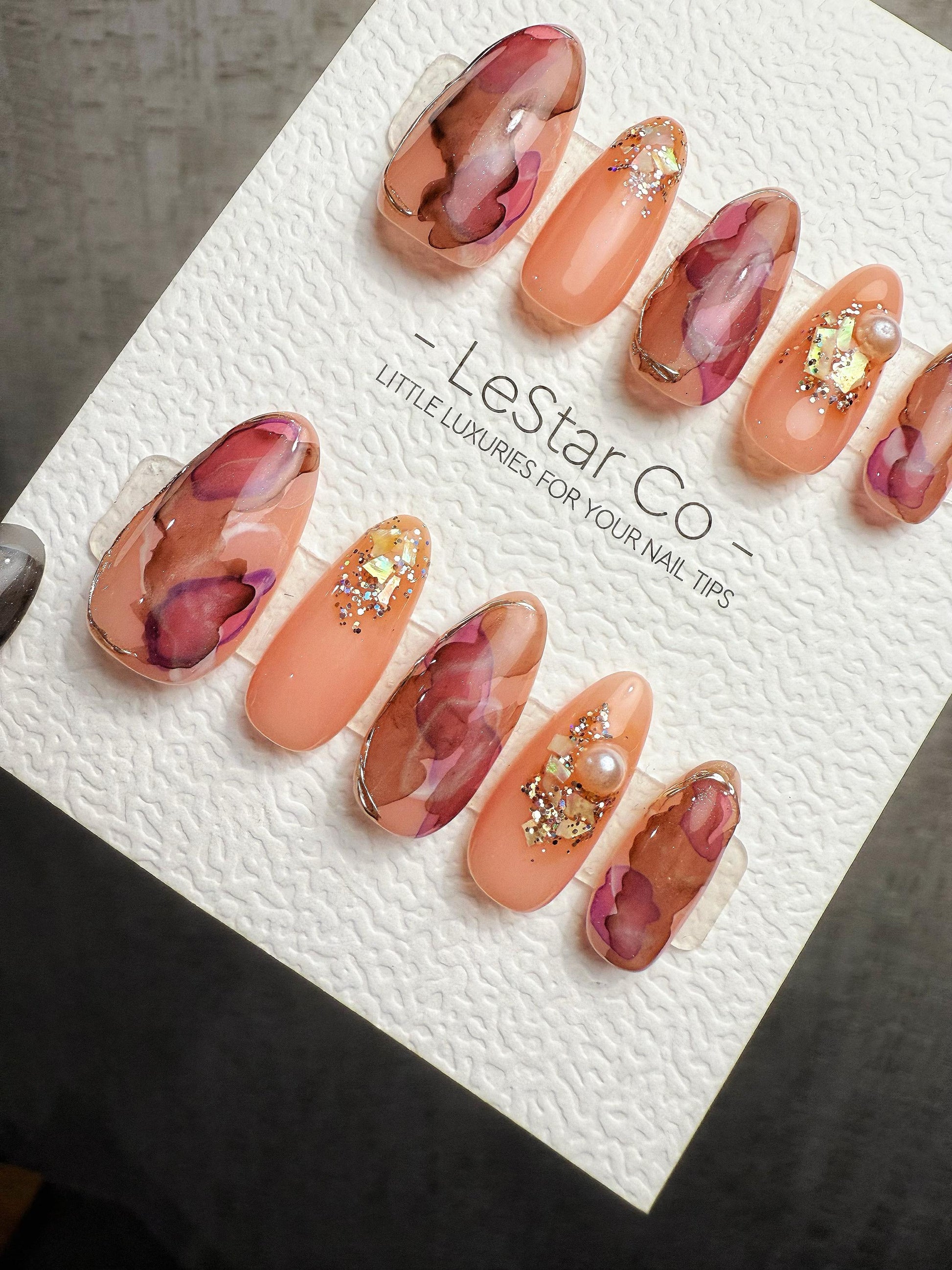 4for3 Timed Offer)Reusable Mauve Mirage| Premium Handmade Press on Nails Gel | Fake Nails | Cute Pressons Gel Nail MC1069