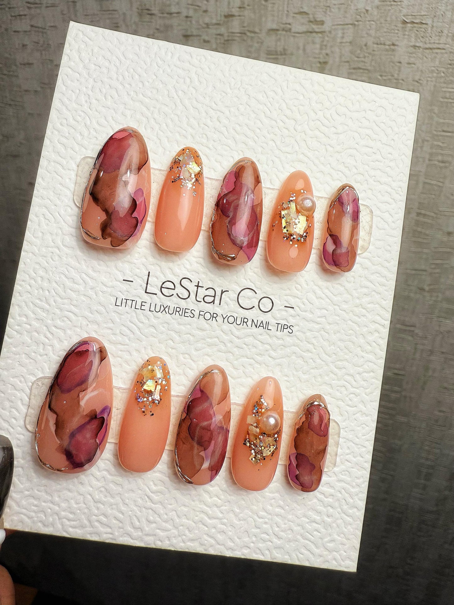 4for3 Timed Offer)Reusable Mauve Mirage| Premium Handmade Press on Nails Gel | Fake Nails | Cute Pressons Gel Nail MC1069