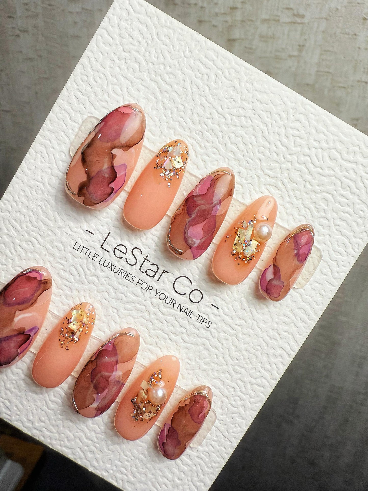 4for3 Timed Offer)Reusable Mauve Mirage| Premium Handmade Press on Nails Gel | Fake Nails | Cute Pressons Gel Nail MC1069