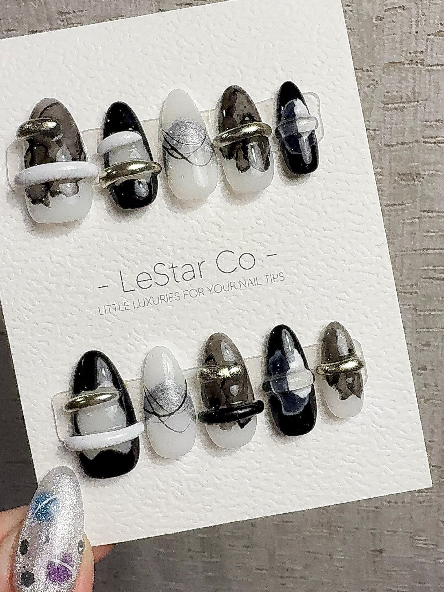 4for3 Timed Offer)Reusable Ink Dimension 3D Effect| Premium Handmade Press on Nails Gel | Fake Nails | Cute Pressons Gel Nail MC1070