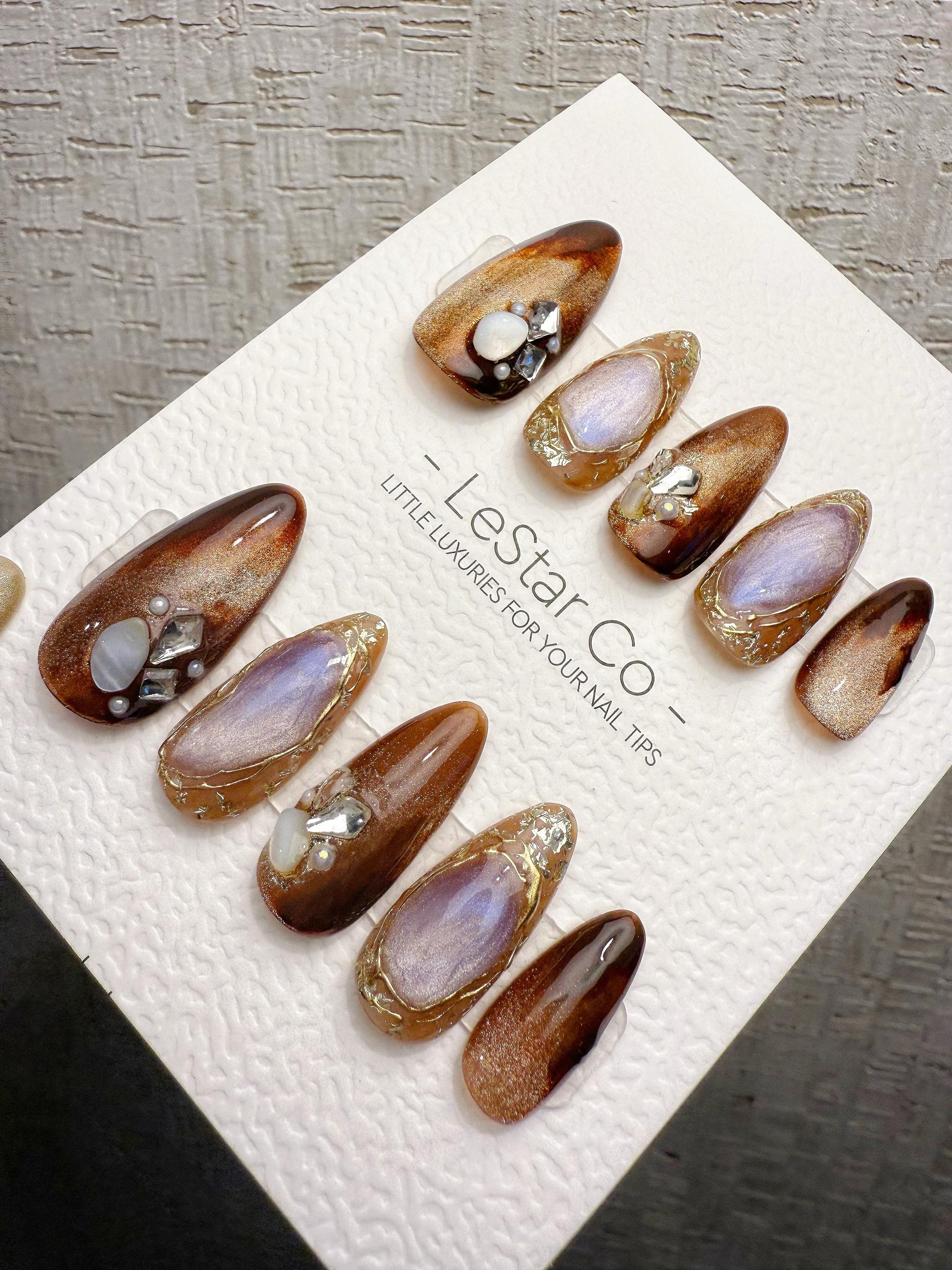 Reusable Opulent Gemstone Melt | Handmade Press On Gel Acrylic Nails | 4for3 Timed Offer