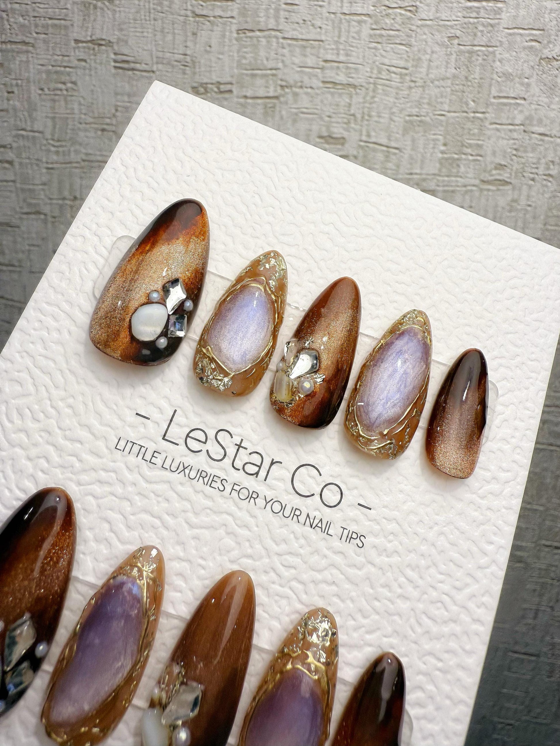 Reusable Opulent Gemstone Melt | Handmade Press On Gel Acrylic Nails | 4for3 Timed Offer