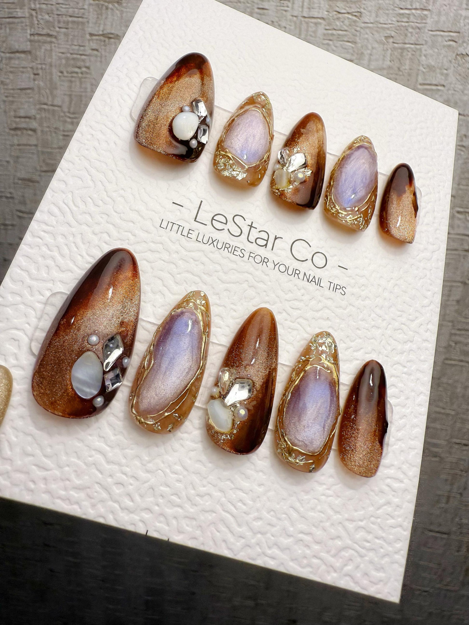 Reusable Opulent Gemstone Melt | Handmade Press On Gel Acrylic Nails | 4for3 Timed Offer