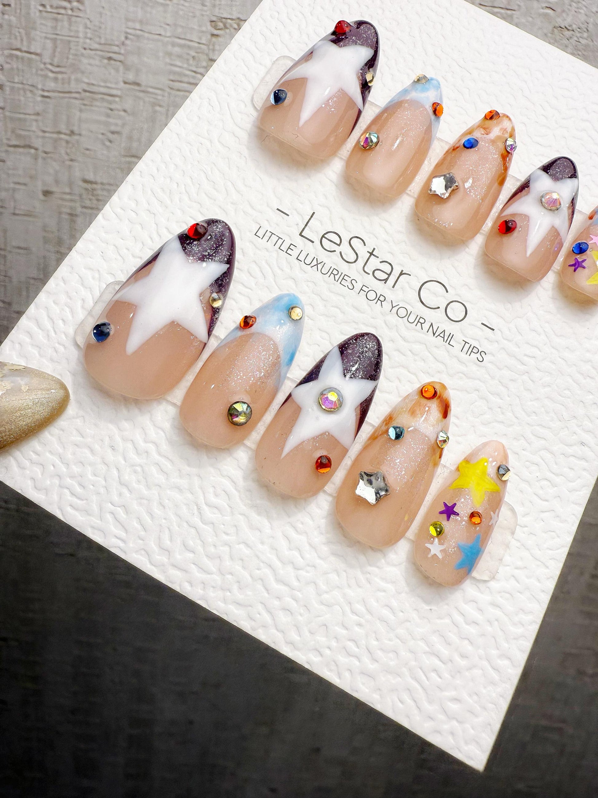 Reusable Y2K Star Parade | Handmade Press On Gel Acrylic Nails | 4for3 Timed Offer
