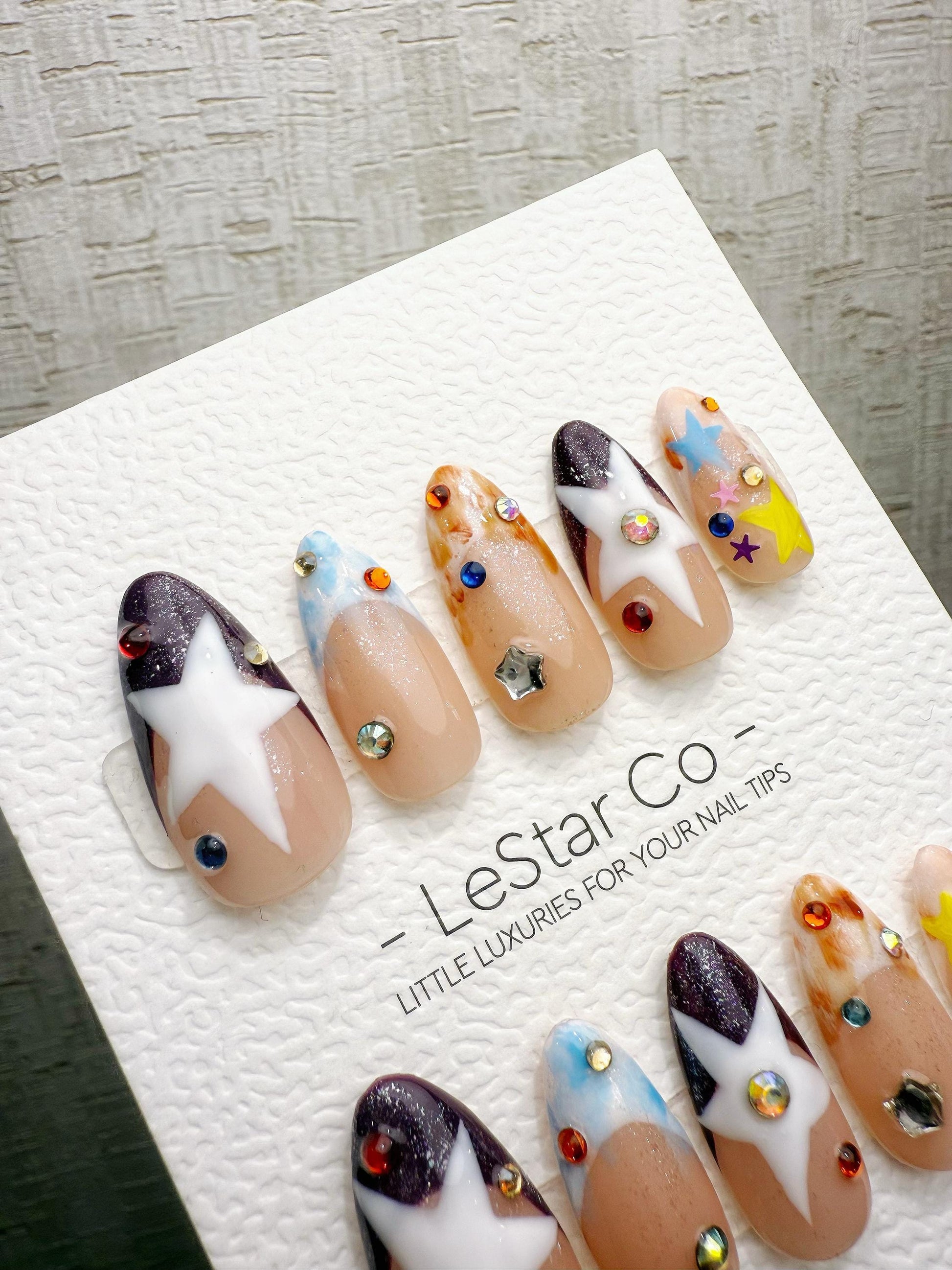 Reusable Y2K Star Parade | Handmade Press On Gel Acrylic Nails | 4for3 Timed Offer