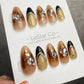 Reusable Caramel Noir Luxe | Handmade Press On Gel Acrylic Nails | 4for3 Timed Offer