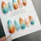Reusable Sunset Reef Waves | Handmade Press On Gel Acrylic Nails | 4for3 Timed Offer