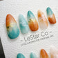 Reusable Sunset Reef Waves | Handmade Press On Gel Acrylic Nails | 4for3 Timed Offer
