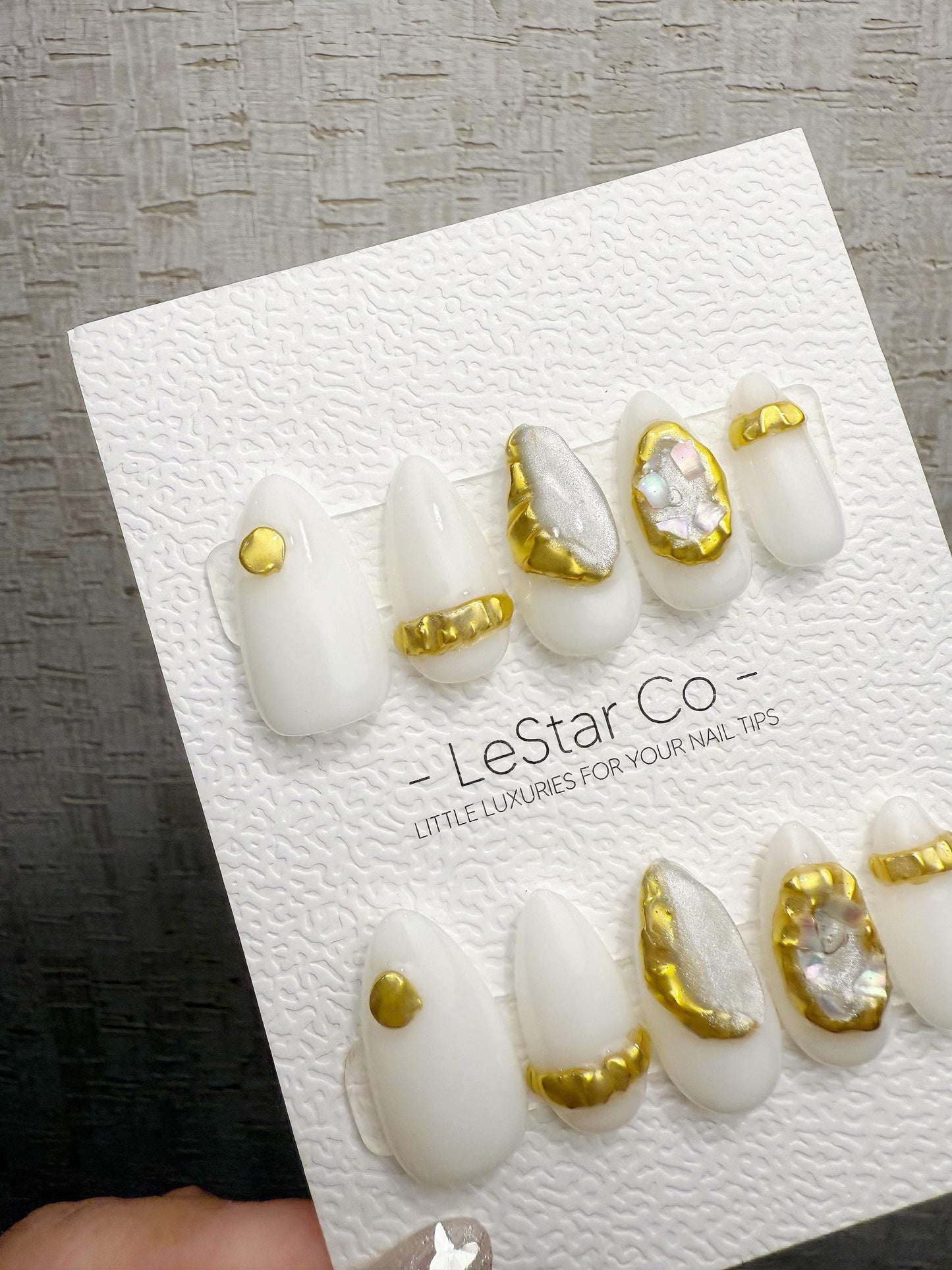 Reusable White Alabaster Luxe | Handmade Press On Gel Acrylic Nails | 4for3 Timed Offer