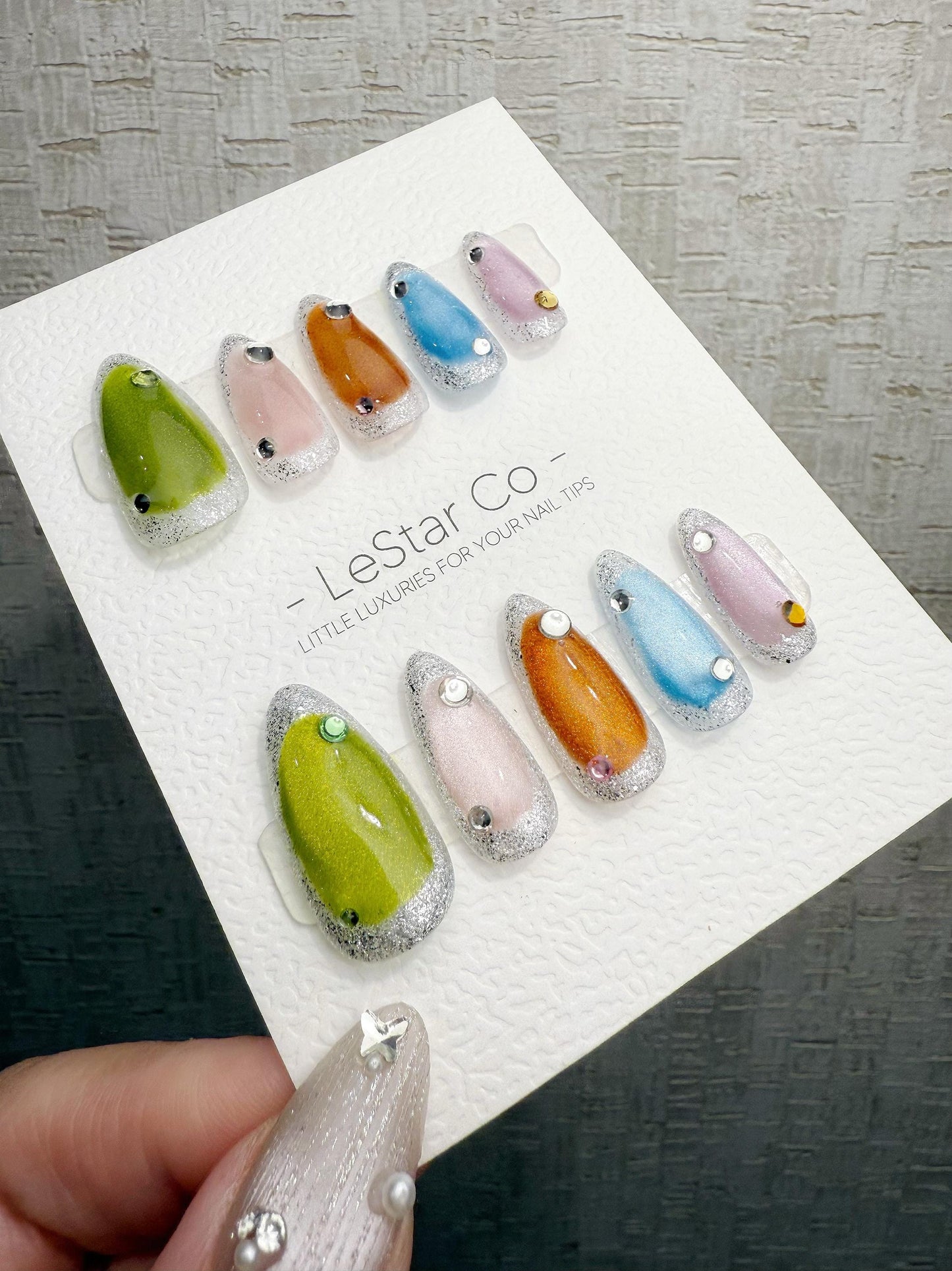 Reusable Candy Pop Colorful Cat Eye | Handmade Press On Gel Nails | 4for3 Timed Offer