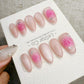 Reusable Pink Whirl Rose Cat Eye | Handmade Press On Gel Nails | 4for3 Timed Offer