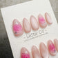 Reusable Pink Whirl Rose Cat Eye | Handmade Press On Gel Nails | 4for3 Timed Offer