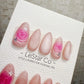 Reusable Pink Whirl Rose Cat Eye | Handmade Press On Gel Nails | 4for3 Timed Offer