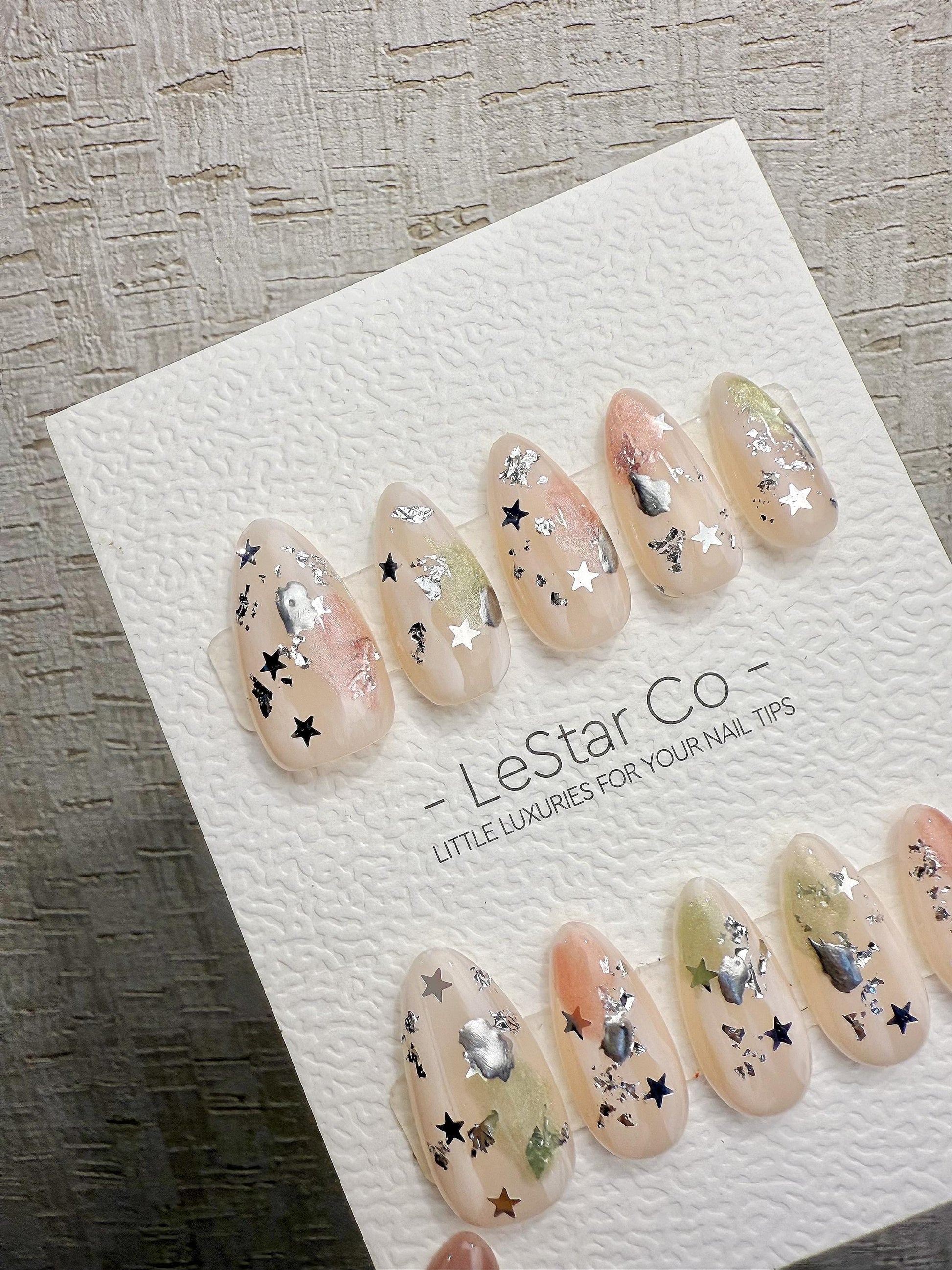 4for3 Timed Offer)Reusable Dreamfield Glow| Premium Handmade Press on Nails Gel | Fake Nails | Cute Pressons Gel Nail ML1074