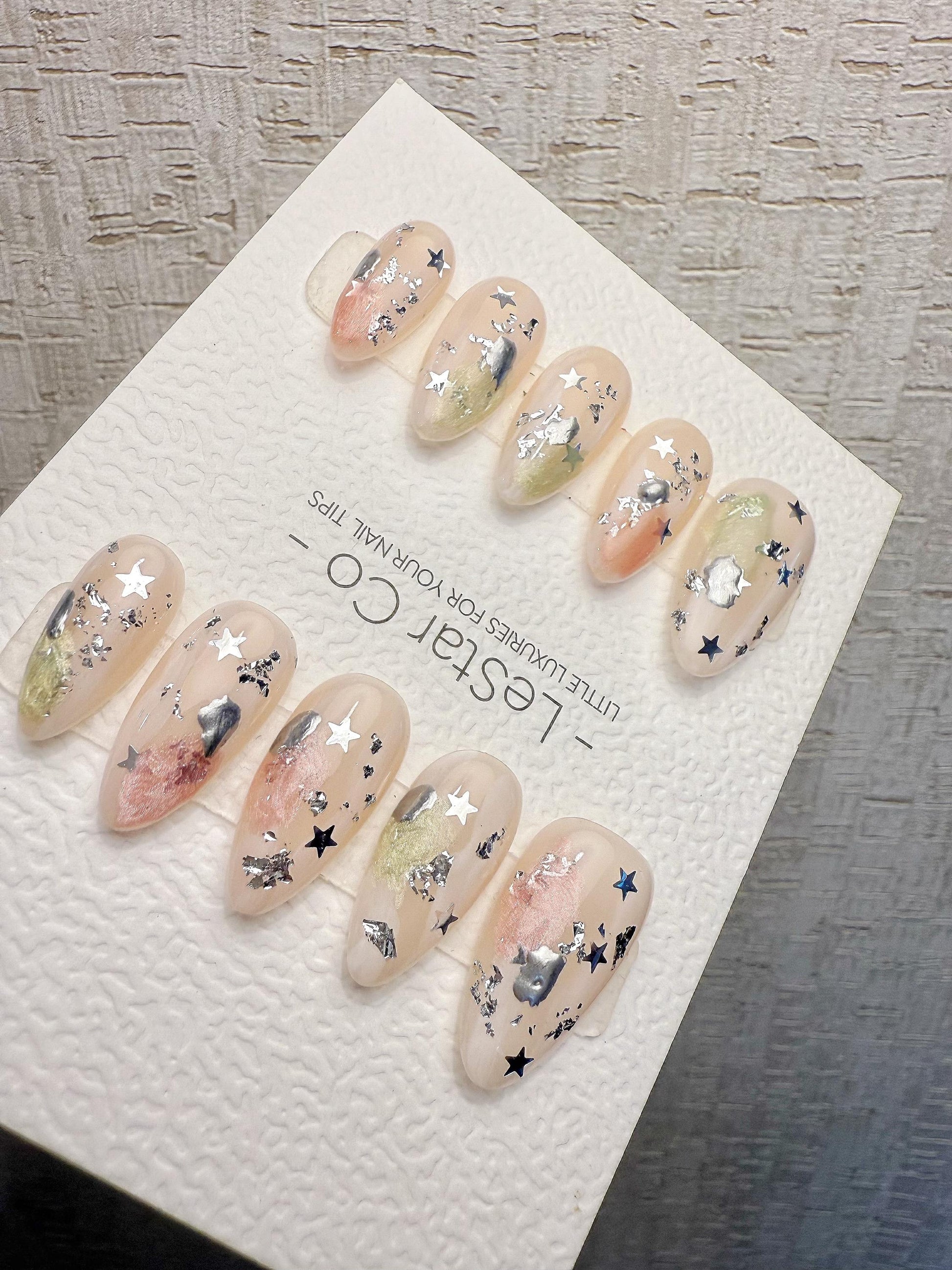 4for3 Timed Offer)Reusable Dreamfield Glow| Premium Handmade Press on Nails Gel | Fake Nails | Cute Pressons Gel Nail ML1074