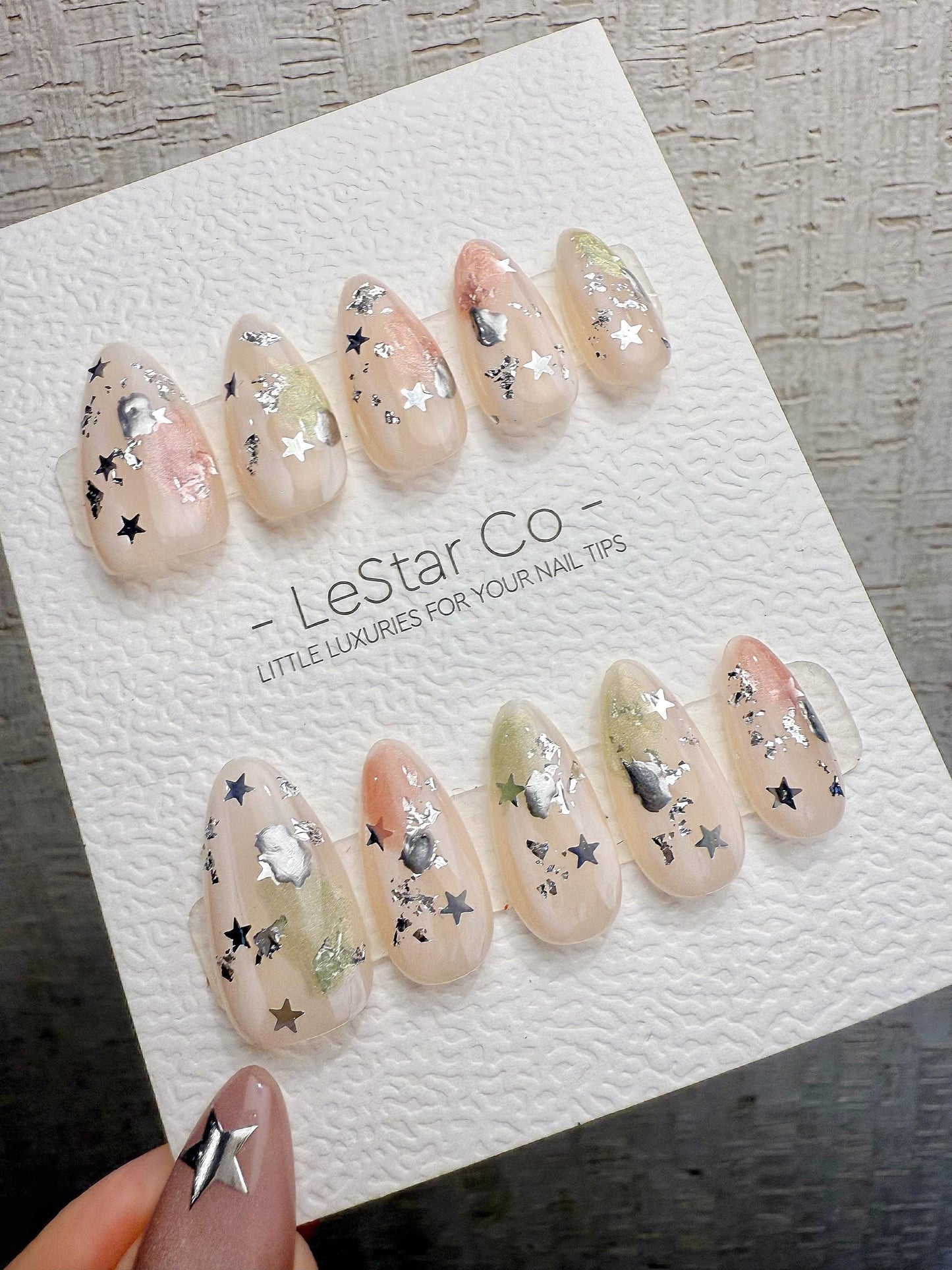 4for3 Timed Offer)Reusable Dreamfield Glow| Premium Handmade Press on Nails Gel | Fake Nails | Cute Pressons Gel Nail ML1074