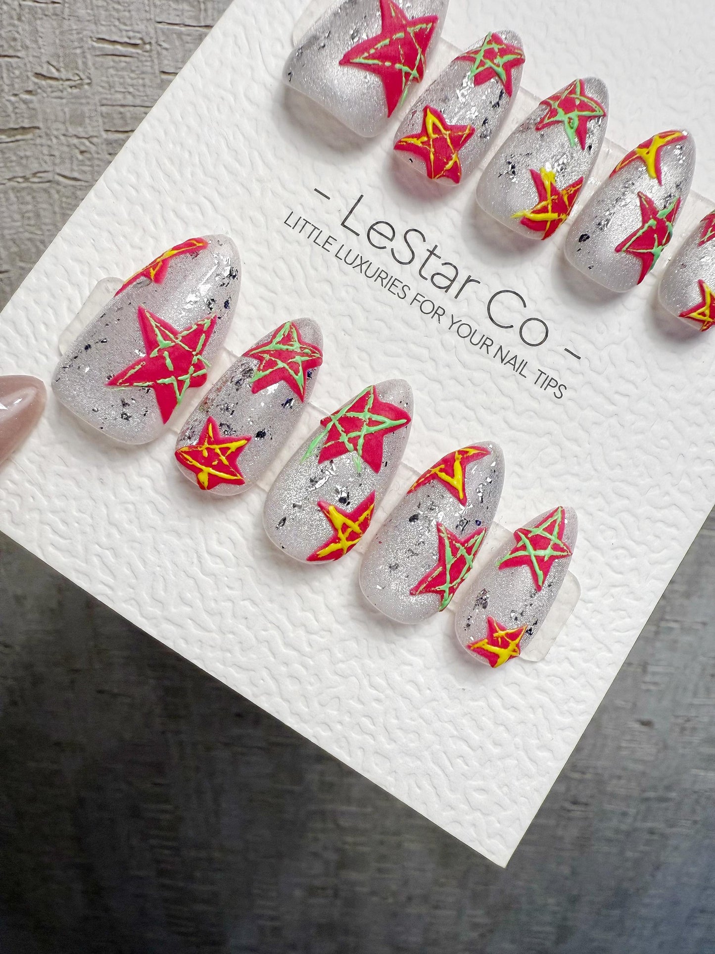 4for3 Timed Offer)Reusable Solar Whisper 3D Effect| Premium Handmade Press on Nails Gel | Fake Nails | Cute Pressons Gel Nail ML1075