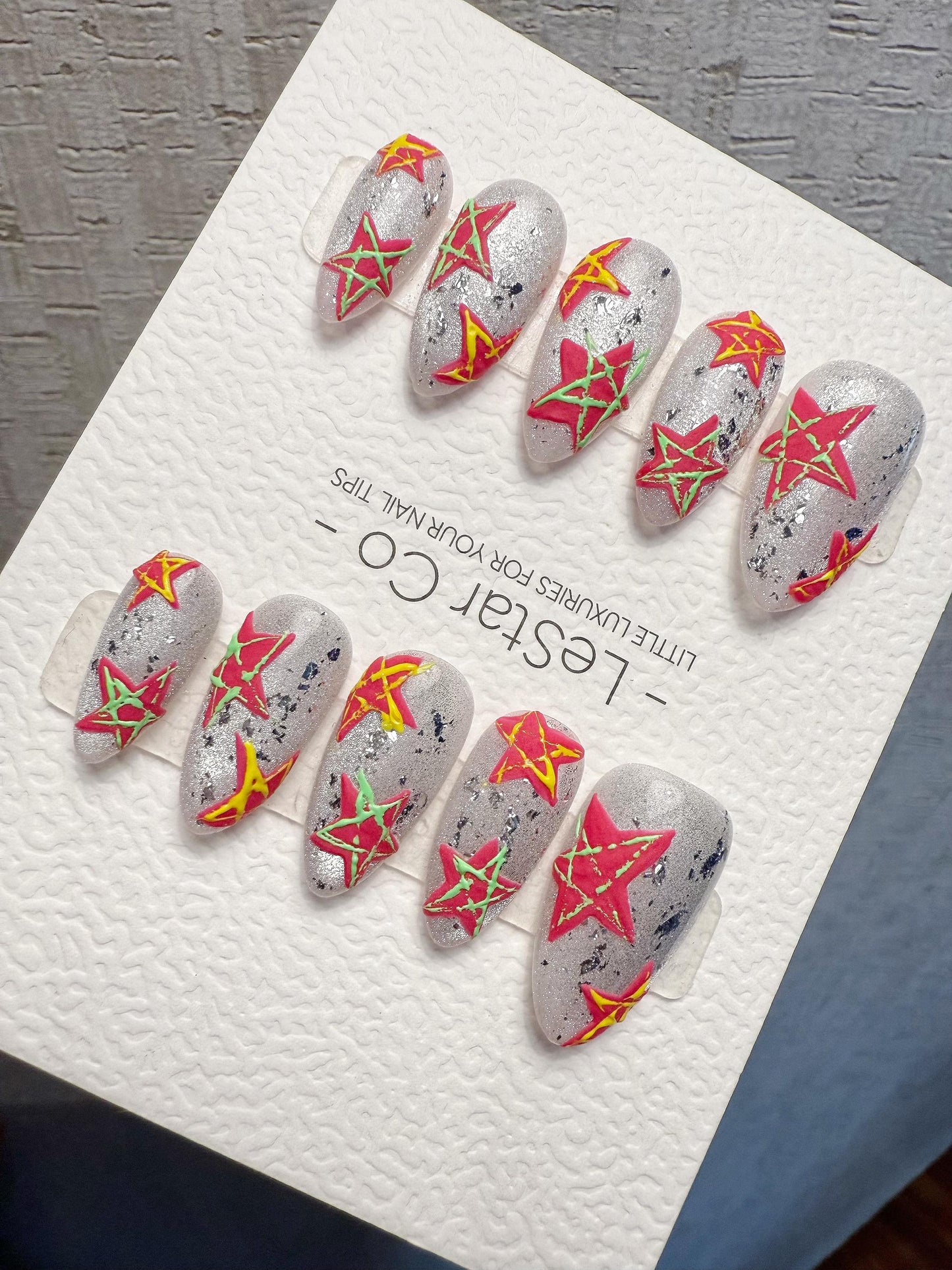 4for3 Timed Offer)Reusable Solar Whisper 3D Effect| Premium Handmade Press on Nails Gel | Fake Nails | Cute Pressons Gel Nail ML1075