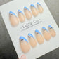 Reusable Nordic Breeze Blue French Tip| Premium Handmade Press on Nails Gel | Fake Nails | Cute Pressons Gel Nail ML1078