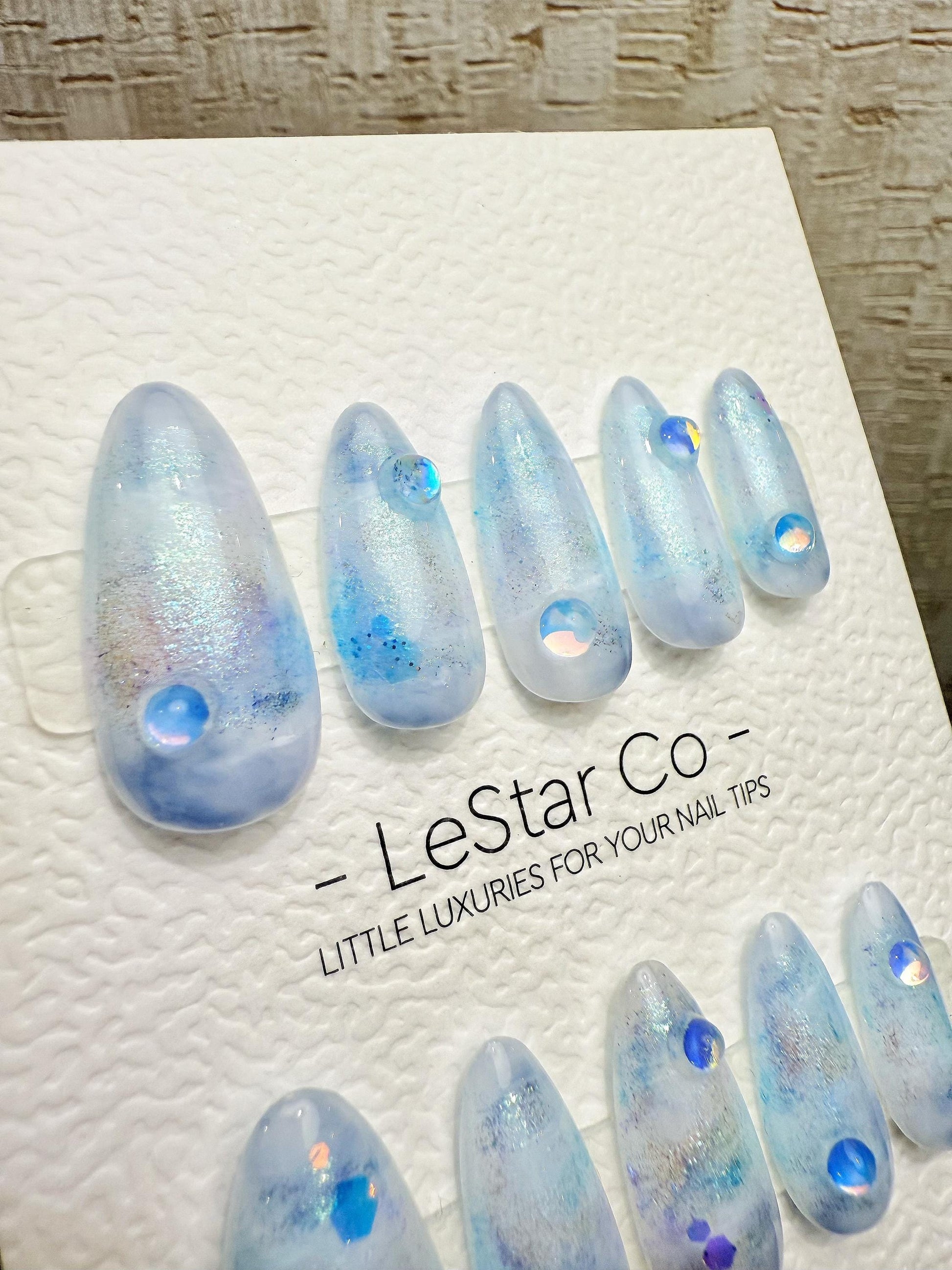 Reusable Frozen Dewdrop| Premium Handmade Press on Nails Gel | Fake Nails | Cute Pressons Gel Nail QN1079