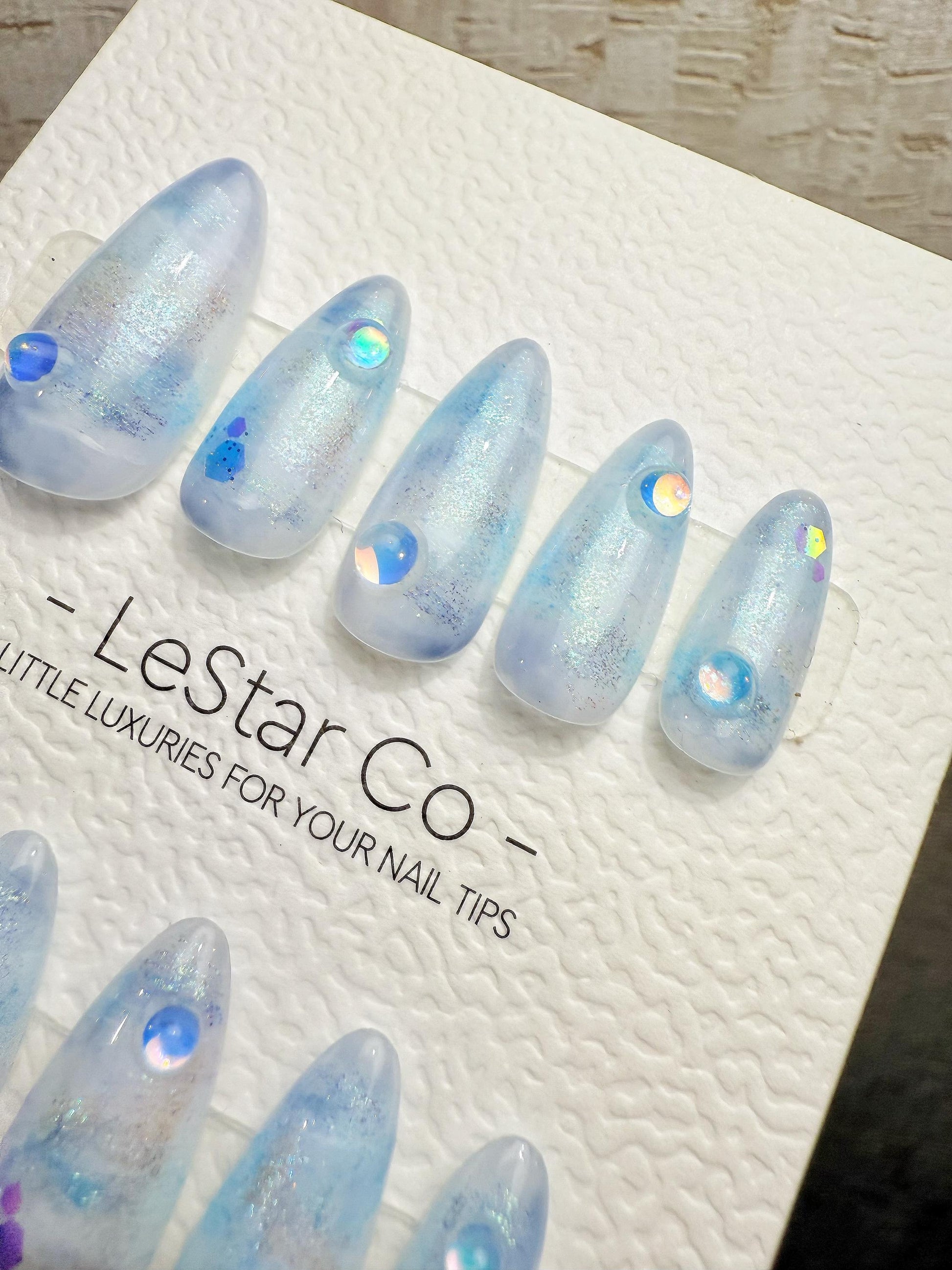 Reusable Frozen Dewdrop| Premium Handmade Press on Nails Gel | Fake Nails | Cute Pressons Gel Nail QN1079