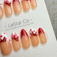 Reusable Valentine Bow French Tip | Handmade Press On Gel Acrylic Nails | 4for3 Timed Offer
