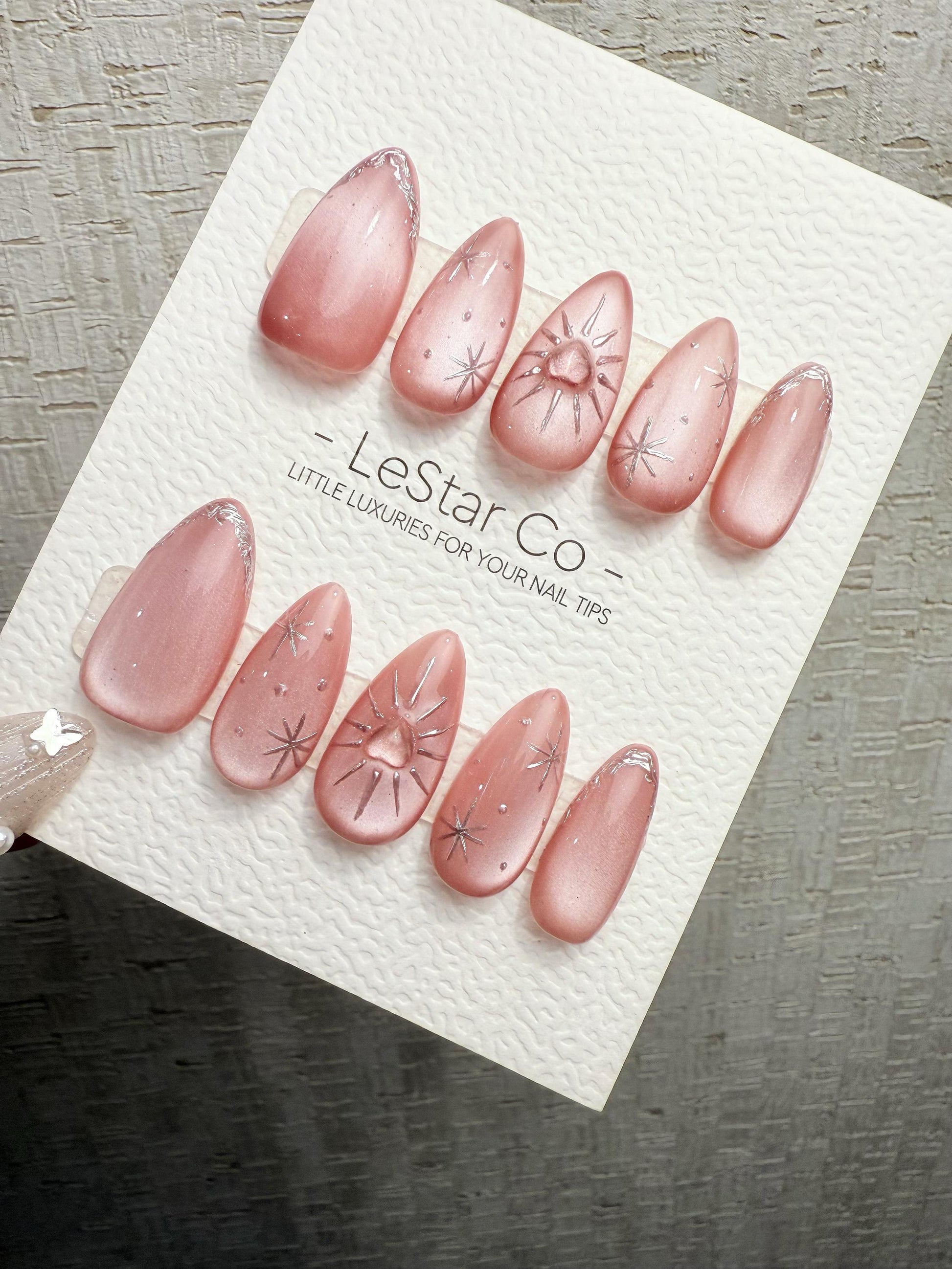 Reusable Starlit Heartbeat Cat Eye | Handmade Press On Gel Nails | 4for3 Timed Offer