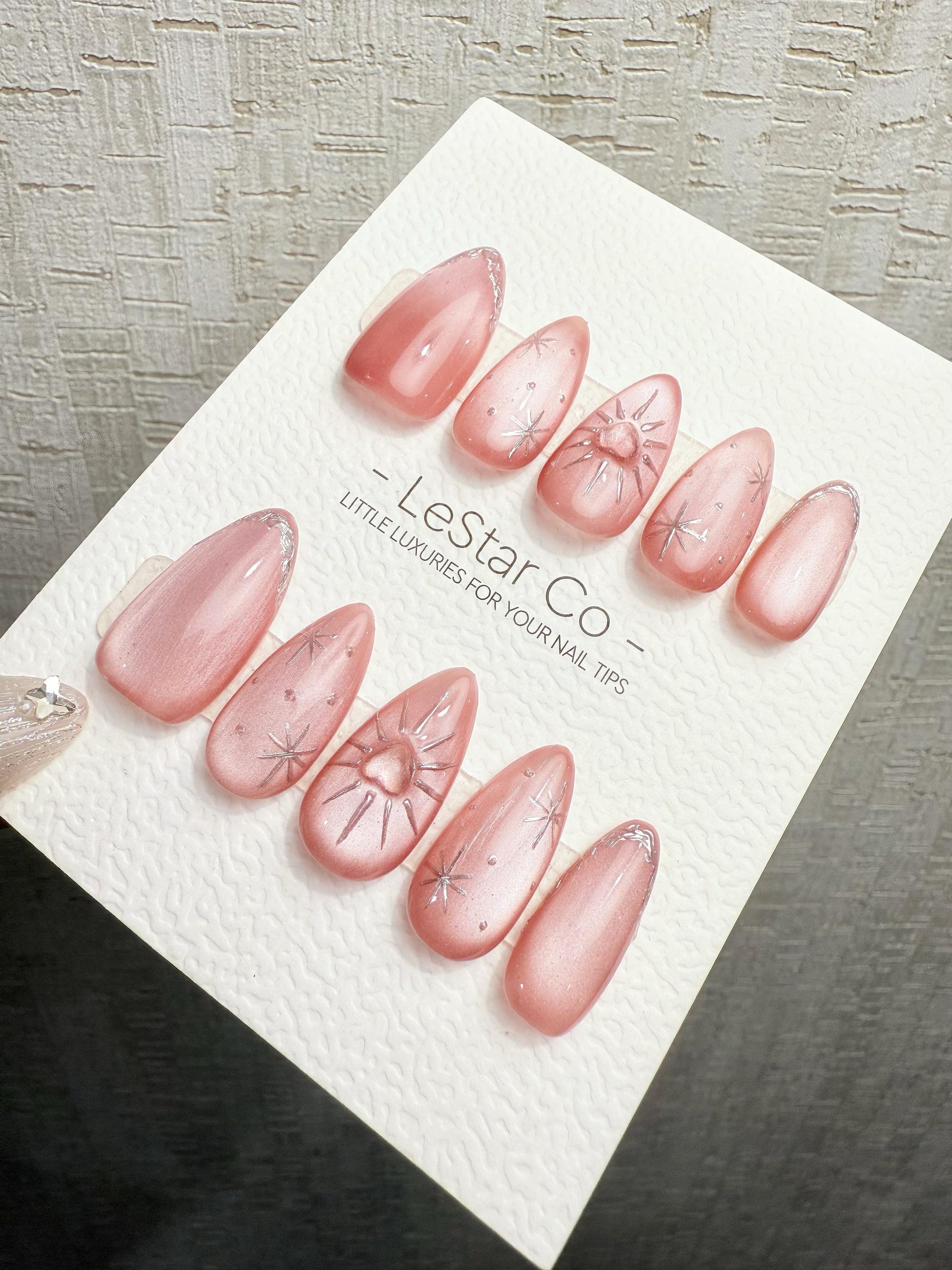 Reusable Starlit Heartbeat Cat Eye | Handmade Press On Gel Nails | 4for3 Timed Offer