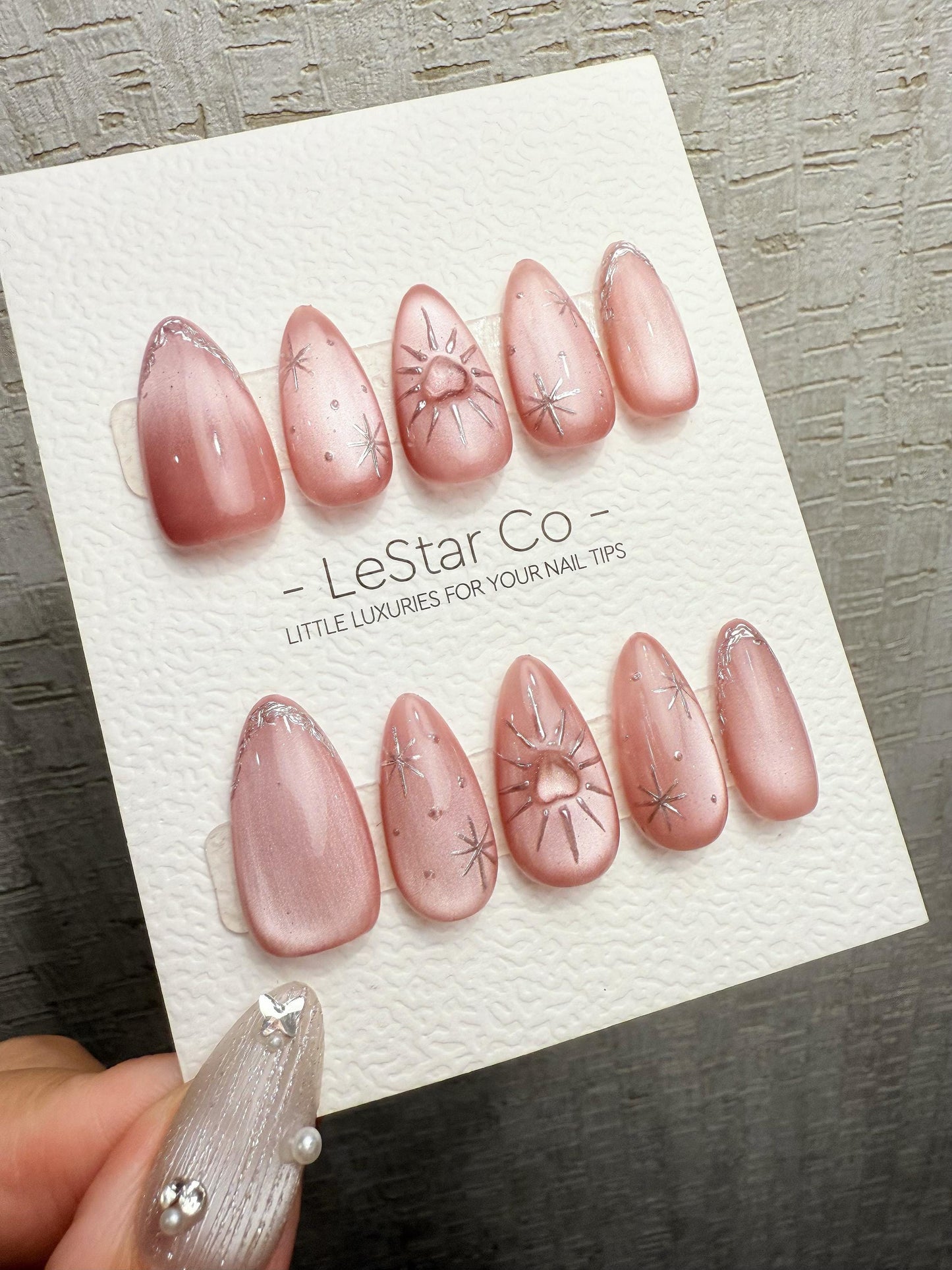 Reusable Starlit Heartbeat Cat Eye | Handmade Press On Gel Nails | 4for3 Timed Offer