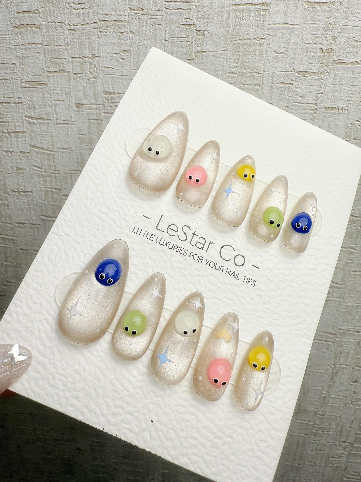 4for3 Timed Offer)Reusable Galaxy Buddies Cat Eye Effect |Premium Handmade Press on Nails Gel | Fake Nails | Cute Pressons Nail QN1086