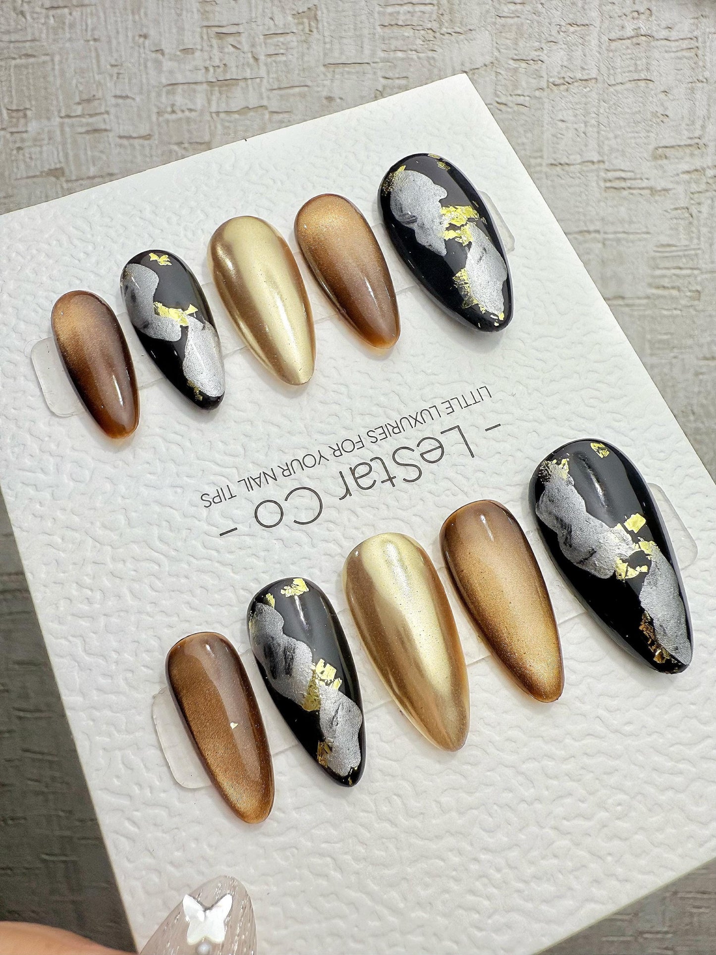 4for3 Timed Offer)Reusable Molten Marble Cat Eye Effect | Premium Handmade Press on Nails Gel | Fake Nails | Cute Pressons Gel Nail QN1088