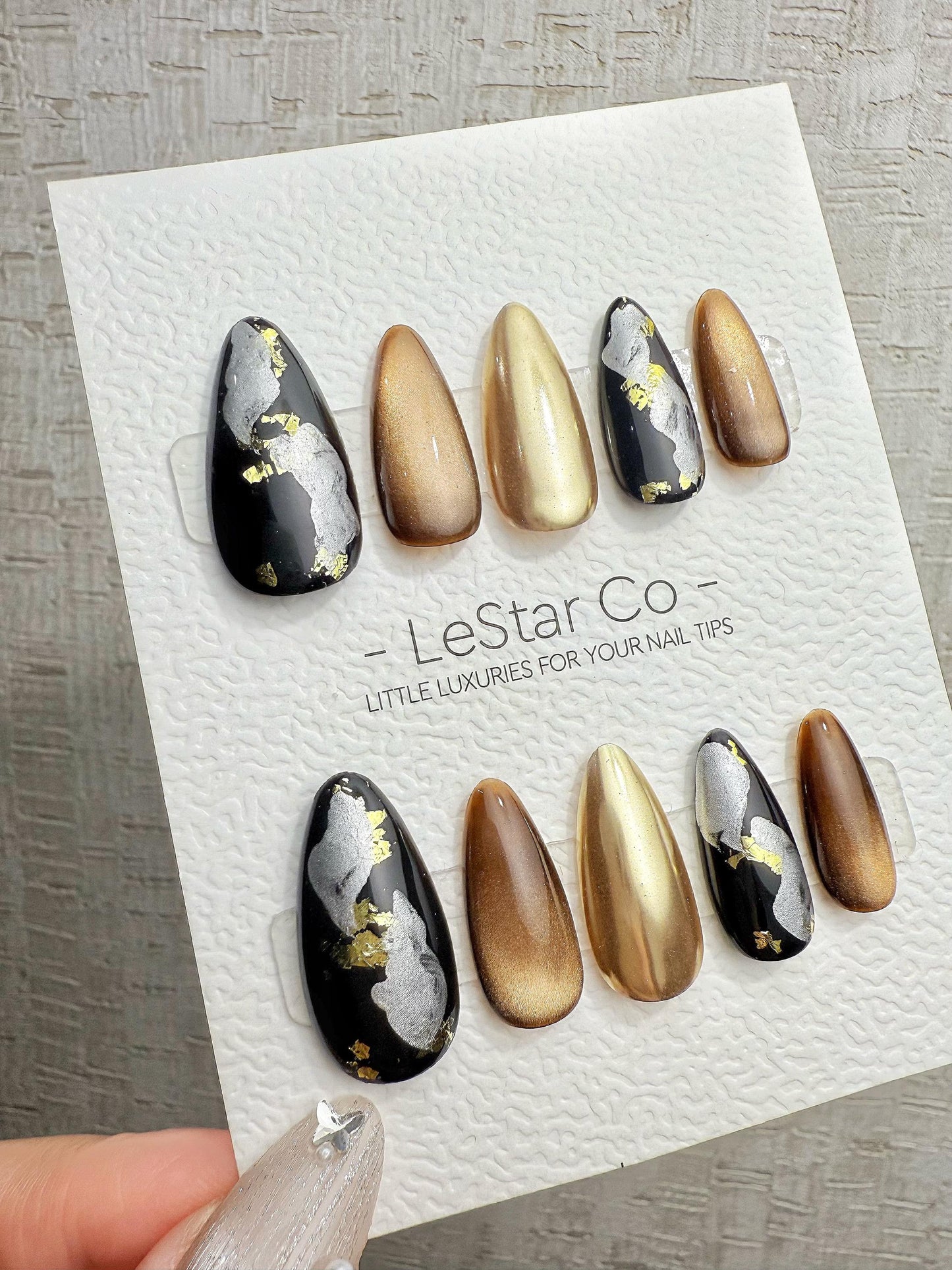 4for3 Timed Offer)Reusable Molten Marble Cat Eye Effect | Premium Handmade Press on Nails Gel | Fake Nails | Cute Pressons Gel Nail QN1088