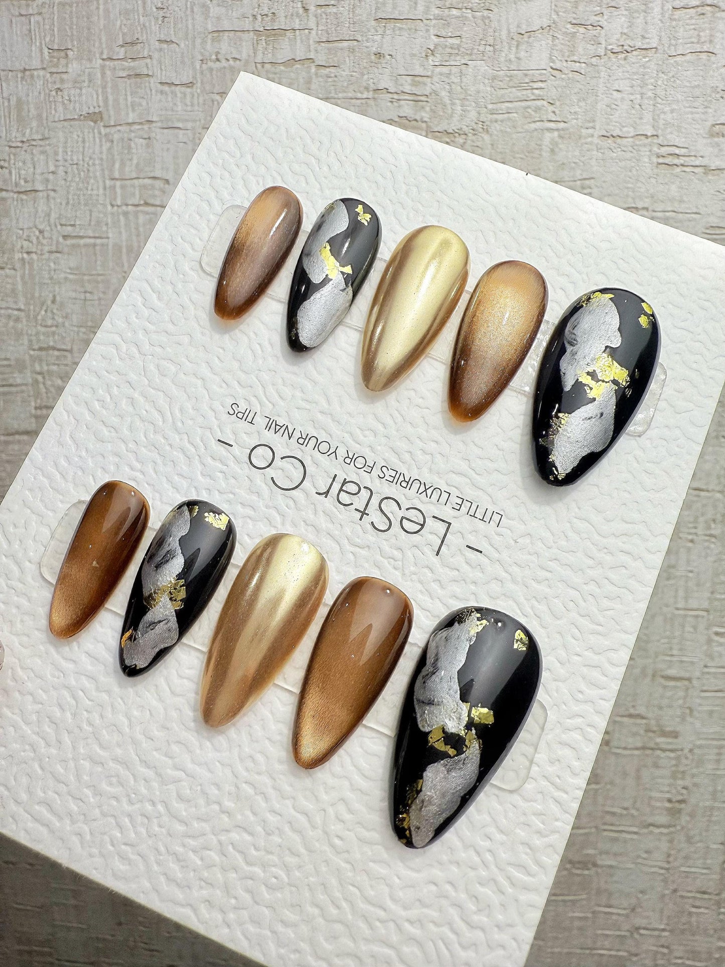 4for3 Timed Offer)Reusable Molten Marble Cat Eye Effect | Premium Handmade Press on Nails Gel | Fake Nails | Cute Pressons Gel Nail QN1088