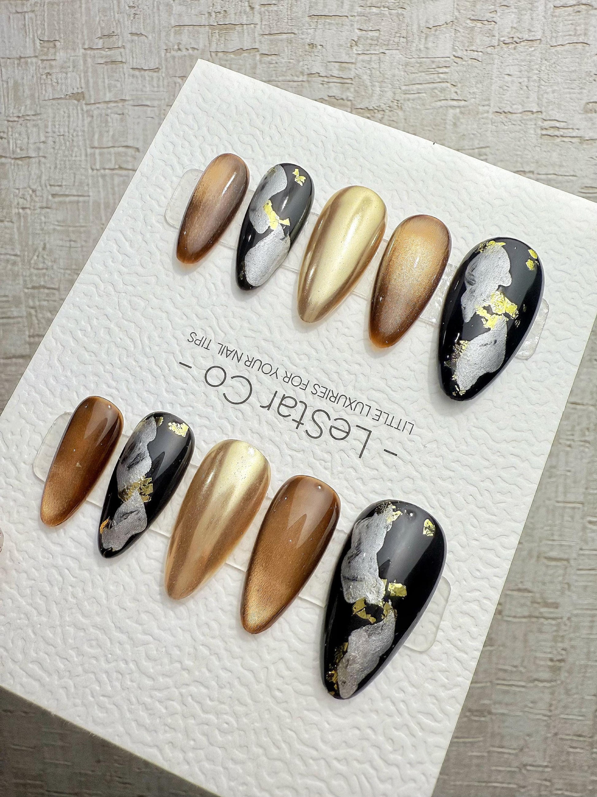 4for3 Timed Offer)Reusable Molten Marble Cat Eye Effect | Premium Handmade Press on Nails Gel | Fake Nails | Cute Pressons Gel Nail QN1088
