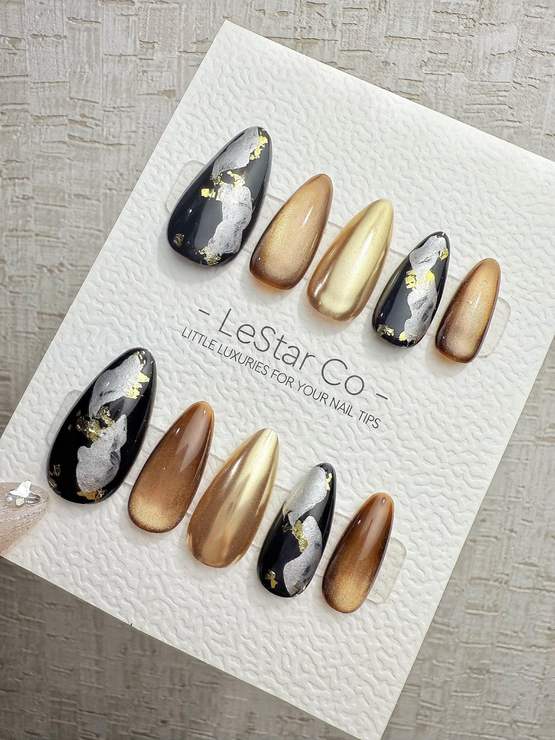 4for3 Timed Offer)Reusable Molten Marble Cat Eye Effect | Premium Handmade Press on Nails Gel | Fake Nails | Cute Pressons Gel Nail QN1088