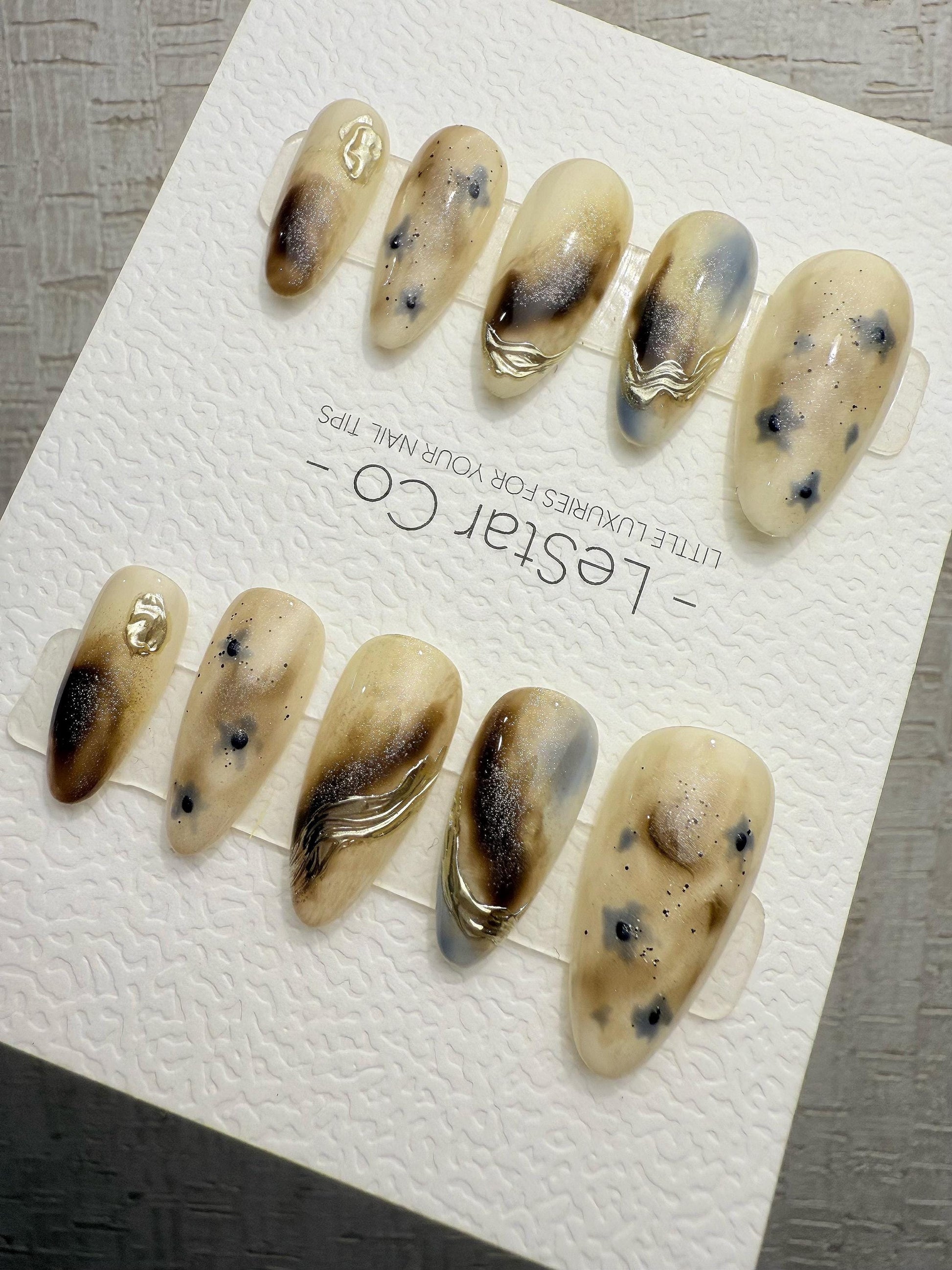 4for3 Timed Offer)Reusable Desert Bloom Cat Eye Effect| Premium Handmade Press on Nails Gel | Fake Nails | Cute Pressons Gel Nail QN1083