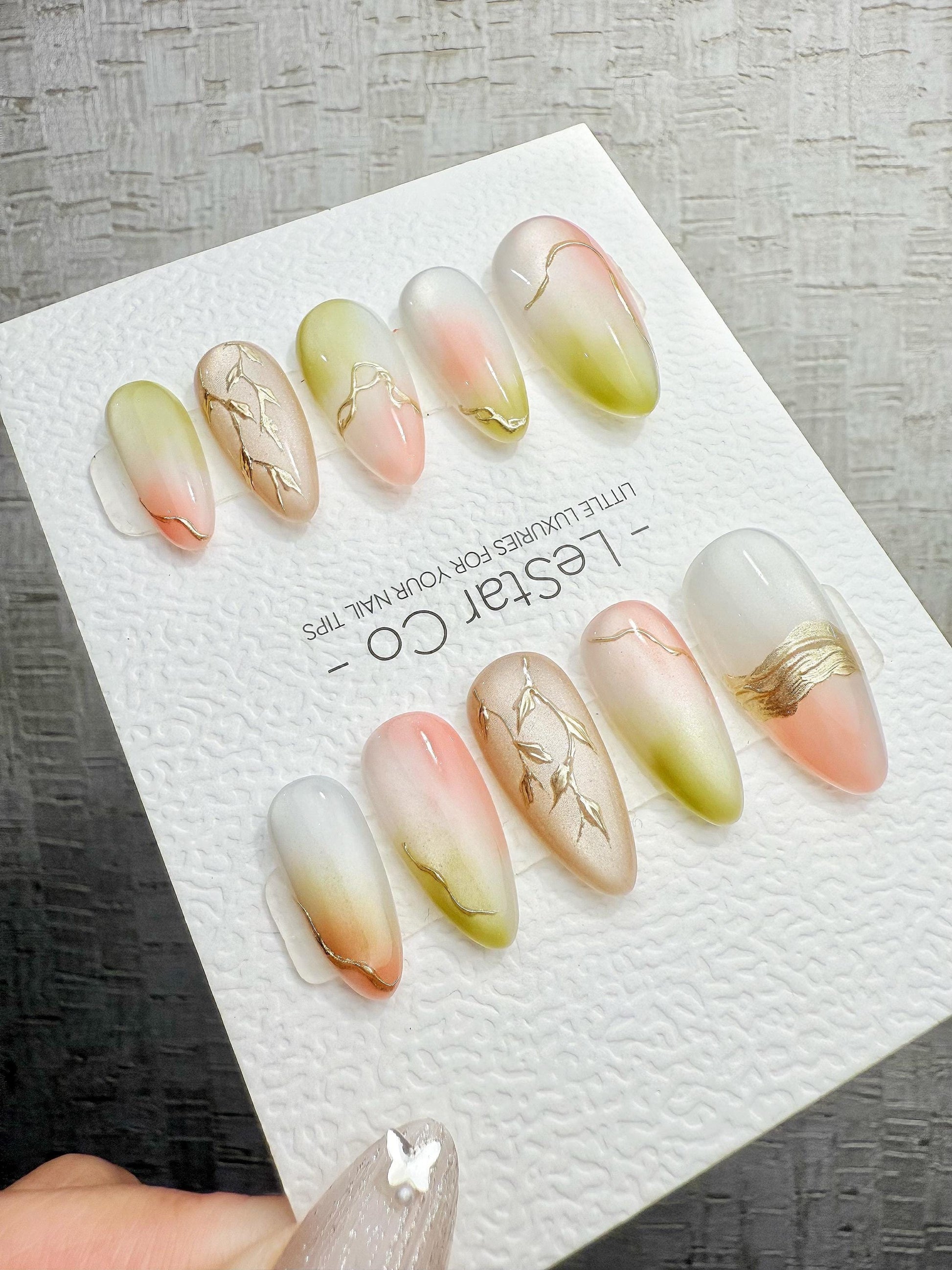 4for3 Timed Offer)Reusable Dawn Serenity Cat Eye Effect| Premium Handmade Press on Nails Gel | Fake Nails | Cute Pressons Gel Nail QN1089