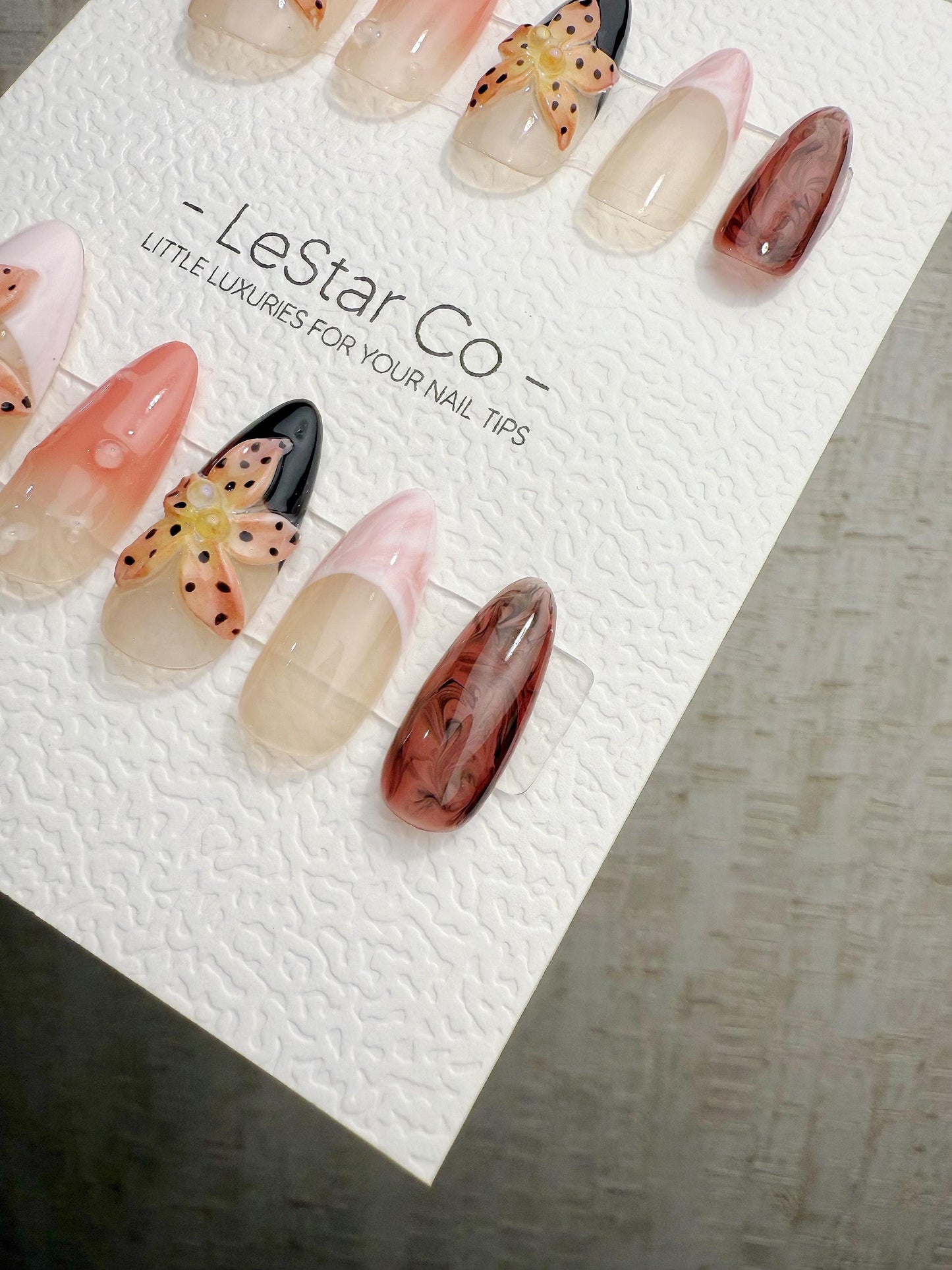 4for3 Timed Offer)Reusable Pink Petal Playtime 3D Effect | Premium Handmade Press on Nails Gel | Fake Nails | Pressons Gel Nail TMR1092