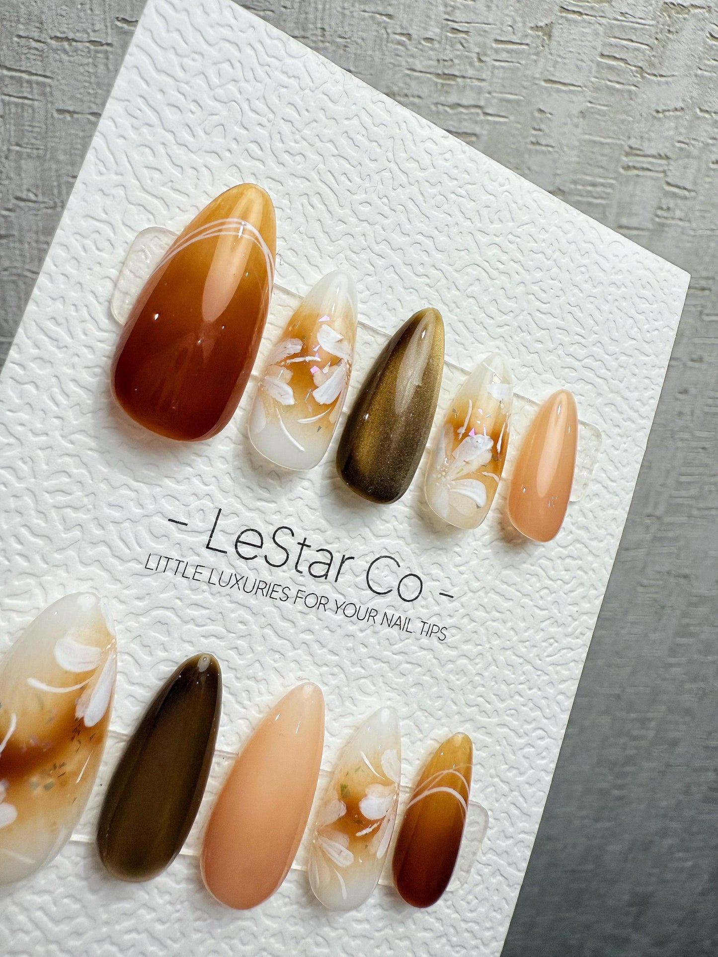 Reusable Autumn Silk Petals | Handmade Press On Gel Acrylic Nails | 4for3 Timed Offer