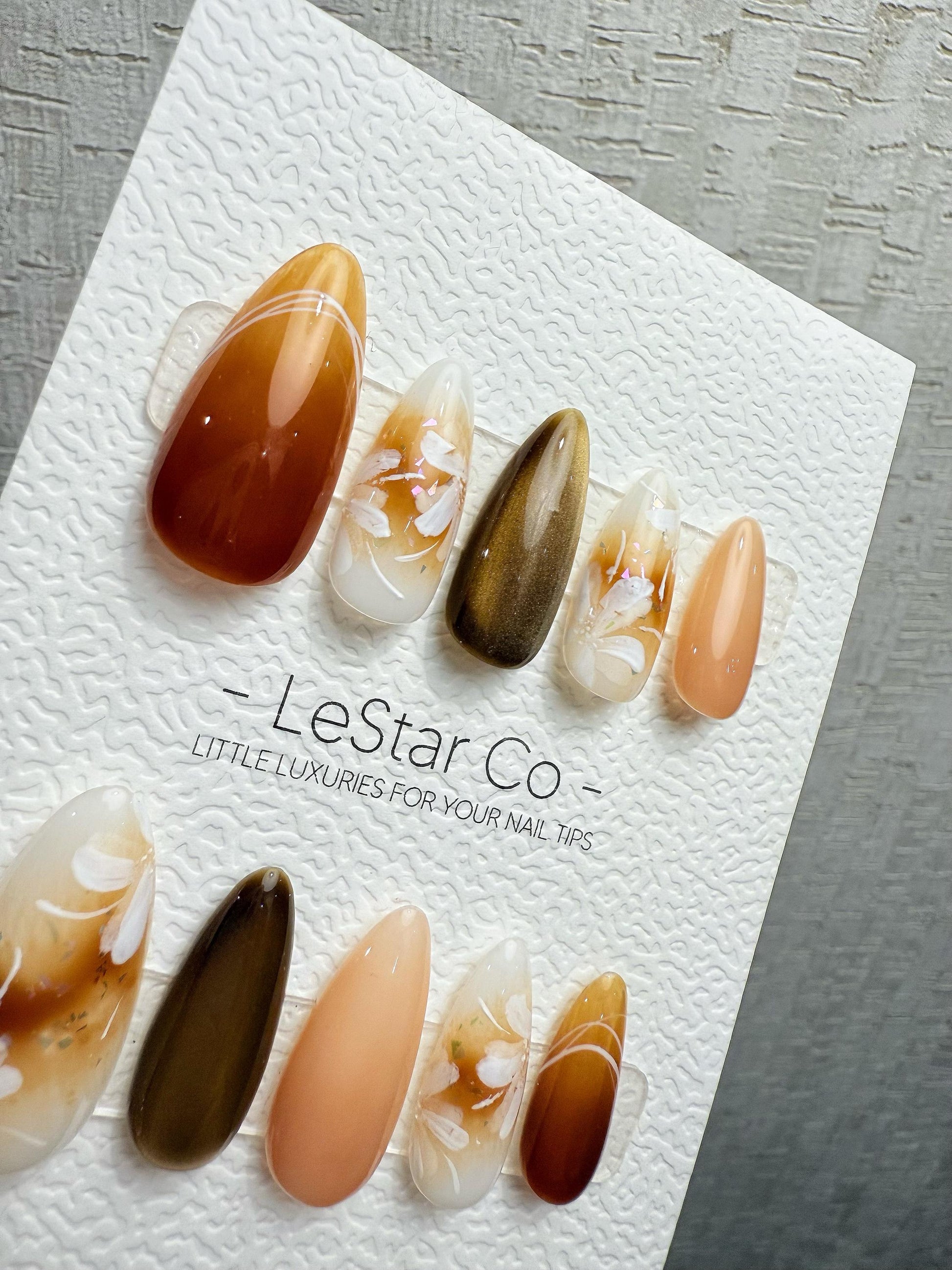 Reusable Autumn Silk Petals | Handmade Press On Gel Acrylic Nails | 4for3 Timed Offer
