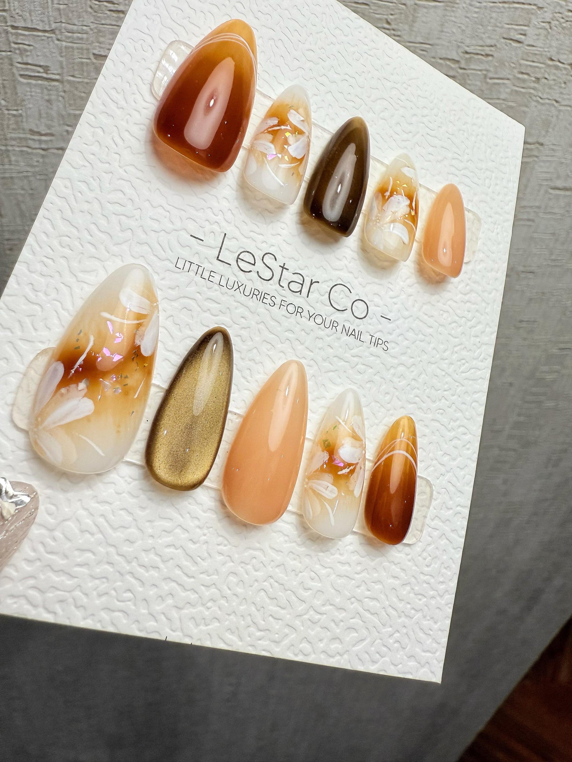 Reusable Autumn Silk Petals | Handmade Press On Gel Acrylic Nails | 4for3 Timed Offer