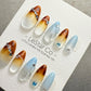 Reusable Blue Amber Tide | Handmade Press On Gel Acrylic Nails | 4for3 Timed Offer
