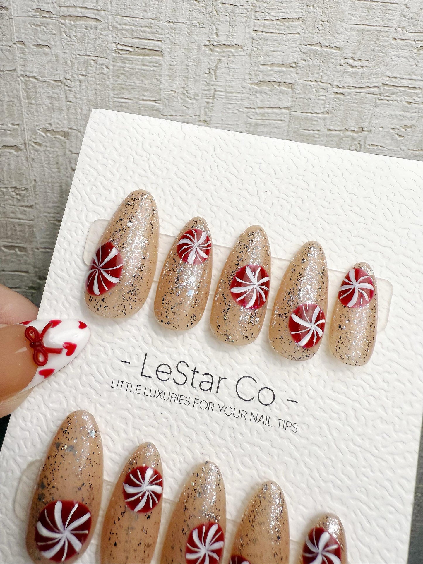 Reusable Christmas Candy Pop | Handmade Press On Gel Acrylic Nails | 4for3 Timed Offer